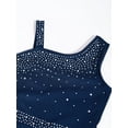 thumbnail image 6 of iiniim Girls Shiny Sleeveless Romper Dancewear Jumpsuit Bell-bottoms Pants Bodysuit 6-16 A Navy Blue 16, 6 of 7