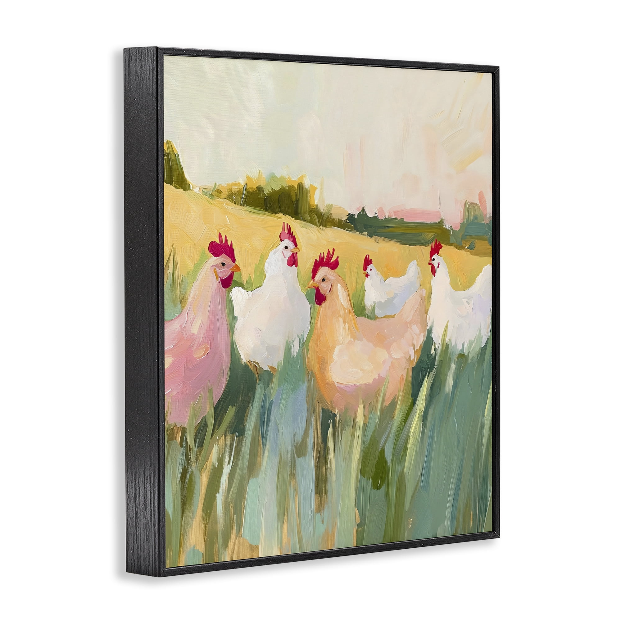 Stupell Industries Sunlit Flock of Chickens Black Framed Giclee Art, design by The Prints Vibe