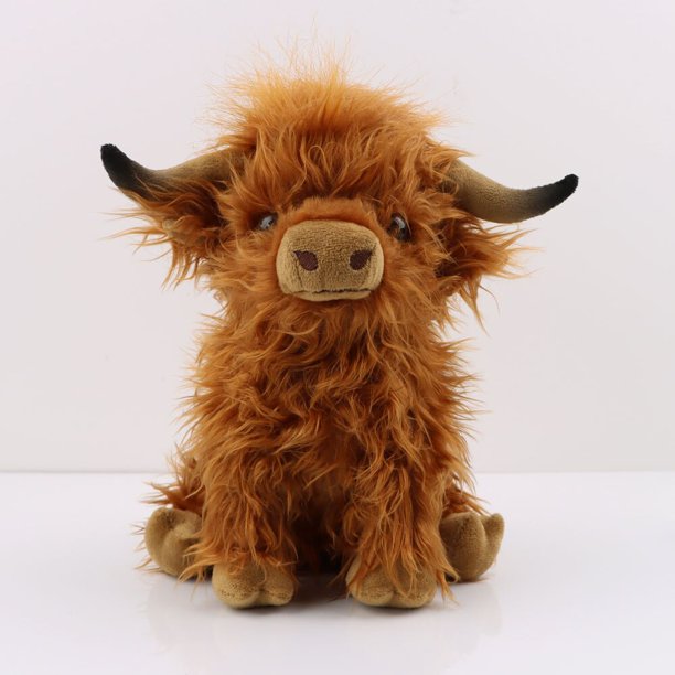 29cm Kawaii Simulation Highland Cow Plush Toy Soft Stuffed Animal Cow Plushie Baby Toys Birthday Gift for Kids Boys GirlsBChina He Qiyong unisex
