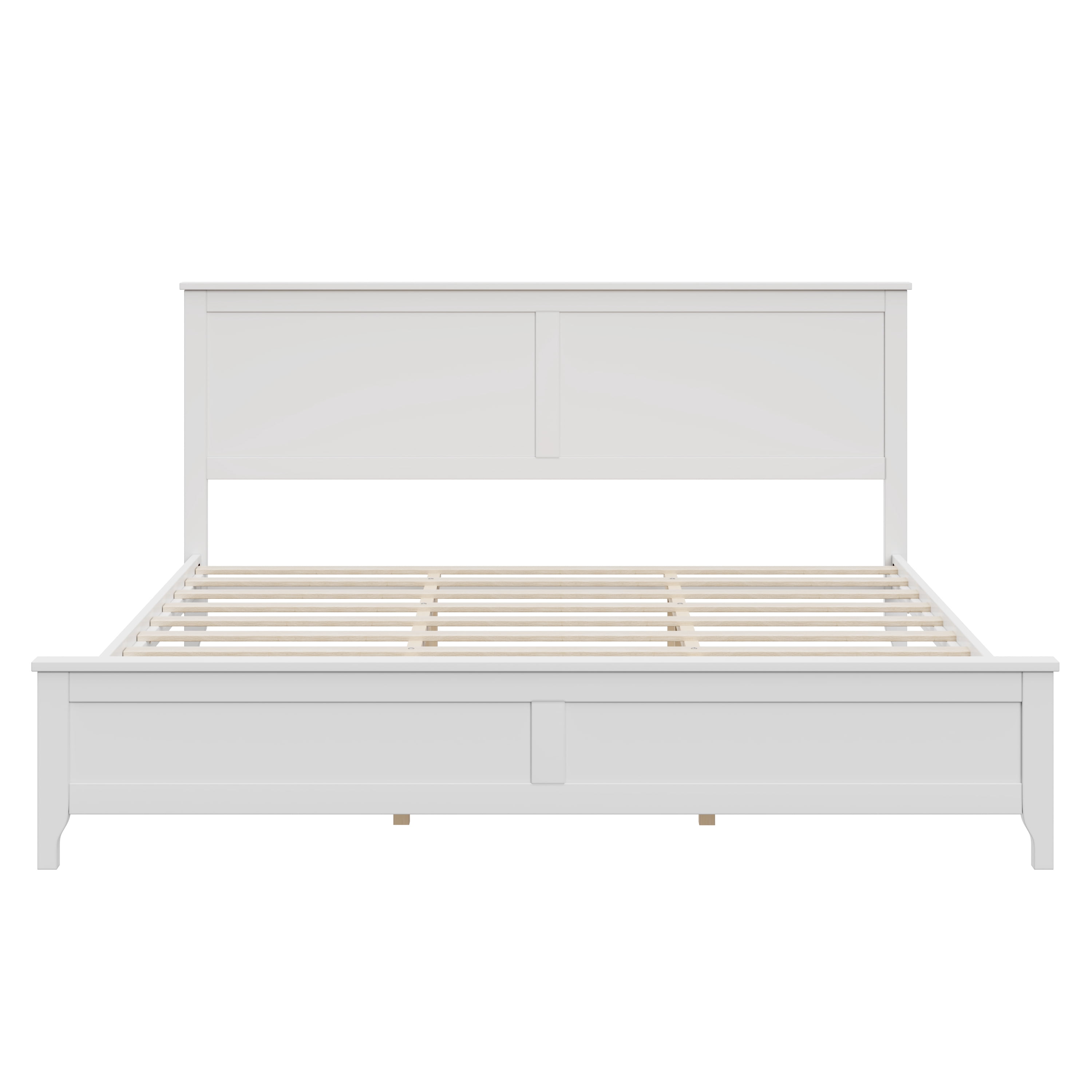 Euroco Wood King Size Platform Bed, White