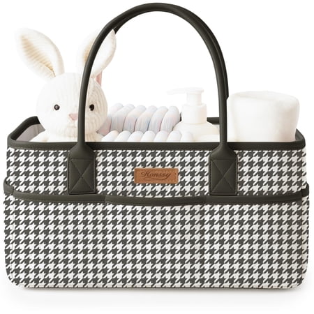 Diaper Caddy Organizer, Floral Design with PU Leather Handles