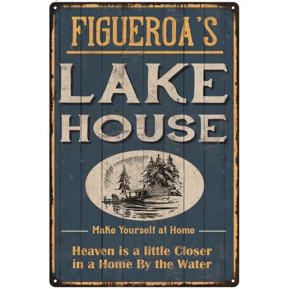 FIGUEROA'S Lake House Blue Cabin Home Decor 8 x 12 Matte Finish Metal 108120038398