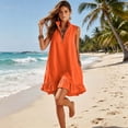 thumbnail image 4 of Women's Sleeveless Half Zip Casual Loose Mini Dress with Stand Collar and Ruffle Hem, 4 of 8