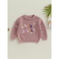 thumbnail image 2 of Wassery Baby Girls Boys Sweater Long Sleeve Crew Neck Letters Print Knitted Sweater Newborn Warm Knit Pullover Sweater Infant Fall Winter Clothes 6M-24M, 2 of 8
