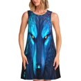 thumbnail image 1 of Fotbe Futuristic Blue Light Wolf Vestido de Verano sin Mangas para Mujer – Vestido Midi Línea A, Estilo Camiseta Floral, Vestido Playero Casual y Fluido, 1 of 7