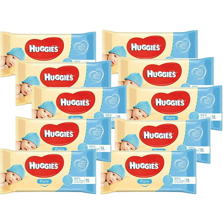  Huggies Pure Baby Wipes - 10 x Packs of 56 (560 Wipes)