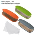 thumbnail image 3 of Unique Bargains Glasses Case, 3 Pack PU Leather Hard Shell Portable Protective Concise Holder Protector, Orange, Grey, Green, 3 of 7