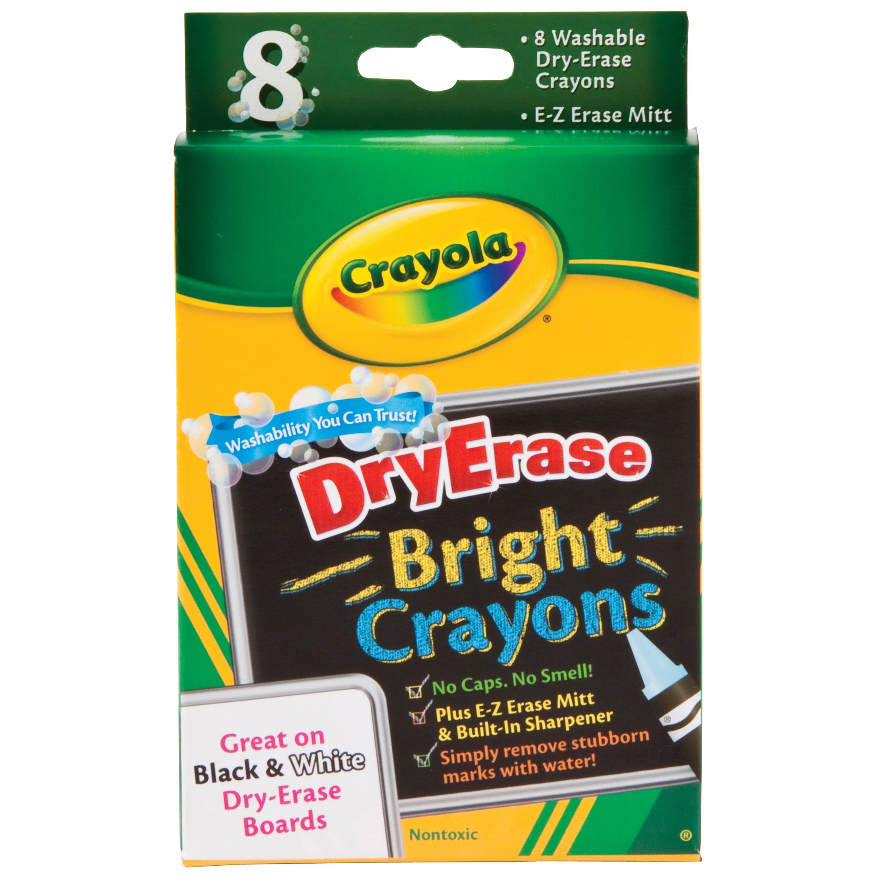 Crayola Washable DryErase Crayon Set, 8Colors, Brights