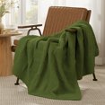 thumbnail image 4 of Chenille Checkered Throw Blanket Reversible Bedding Knit Blanket,50" X 60",Green, 4 of 5