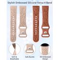 thumbnail image 3 of TOYOUTHS 2 Pack Floral Engraved Band Compatible with Fitbit Versa 4/Versa 3/Sense 2/Fitbit Sense Band Women, Cute Embossed Silicone Wildflower Rose Design Soft Sport Fancy Summer Replacement Strap, 3 of 7