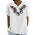 thumbnail image 2 of Fiudx Ofertas Relámpago Camiseta Holgada Informal con Estampado para Mujer, Tops de Manga Corta con Cuello de Muñeca, Blusa Bonita y de Lino, 2 of 4