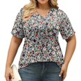 thumbnail image 4 of Abcomgle Plus Size Womens T Shirts for Women Loose Sexy Tunic V Neck Button Down Short Sleeve Vintage Floral Graphic T-Shirt 4x-5x Tunics Blouses,Light Gray L, 4 of 4