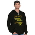 thumbnail image 4 of Zombie Zone Hazardous Dangerous Funny Men's Big & Tall Graphic Zip Up Hoodie Brisco Brands 5X, 4 of 5