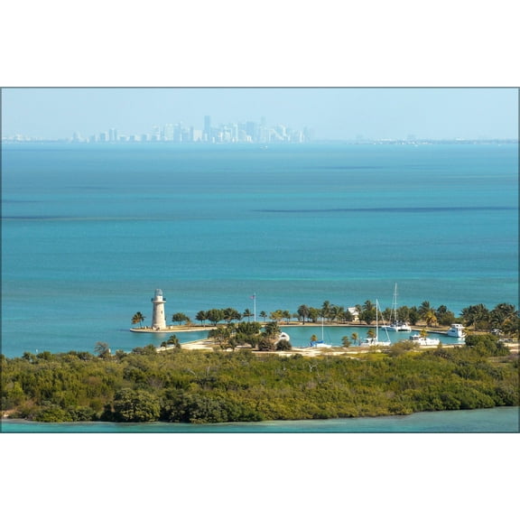 24"x36" Gallery Poster, Boca Chita Key and the Miami skyline in Biscayne National Park, Florida