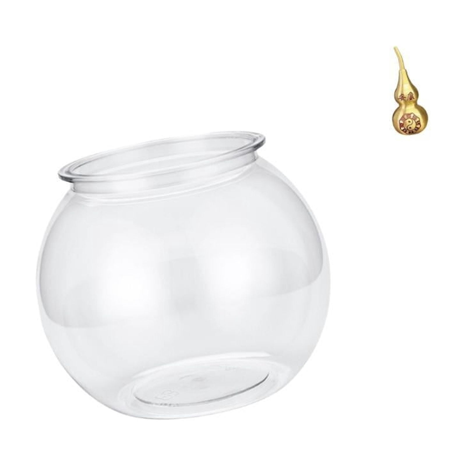EHJRE Desktop Aquarium Tank Clear Fish Bowl Vase Table Fishes Container Sea Turtle Sculpture Brass Gourd Ornament PP Material Easy to Clean Suitable for Off