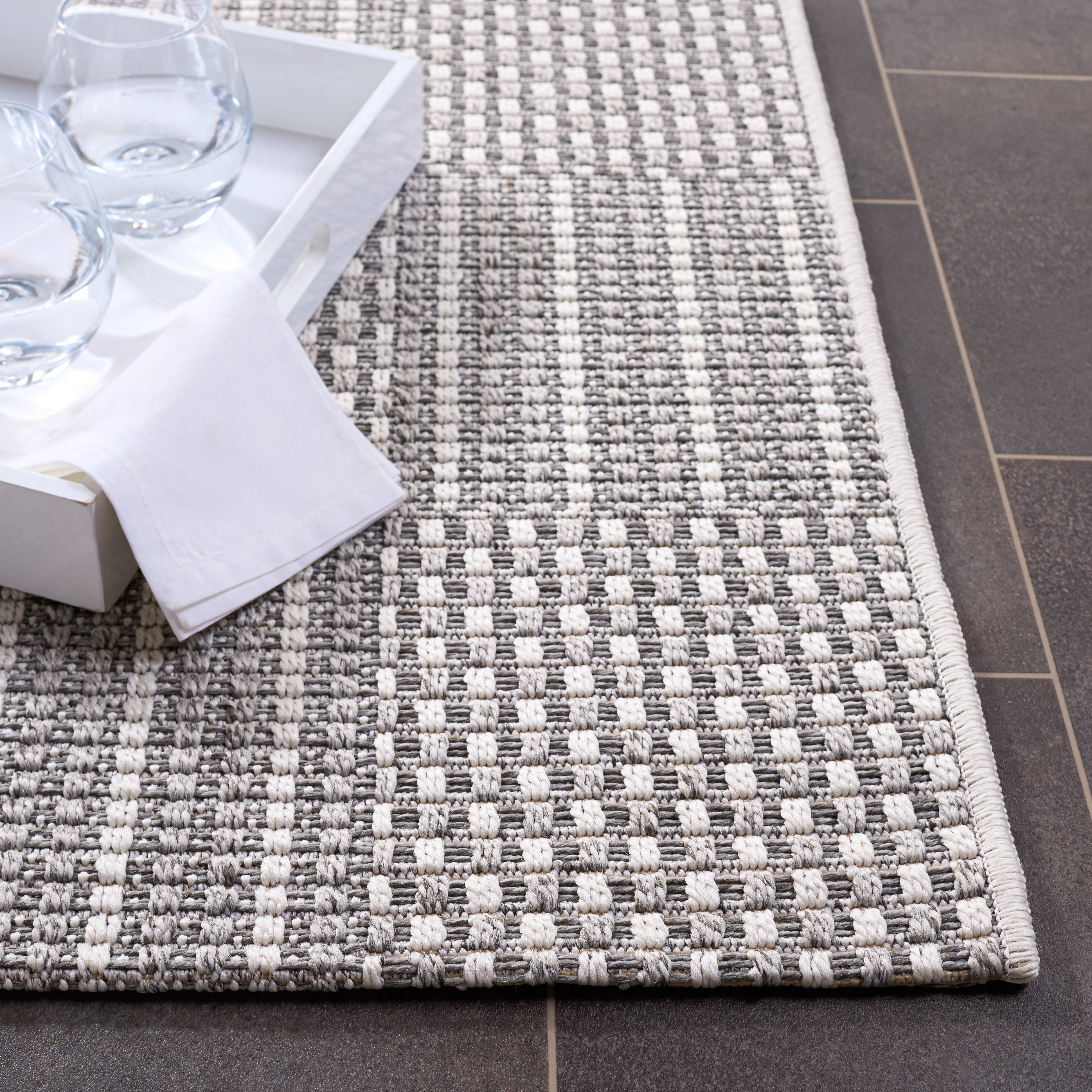 Safavieh Sisal All-Weather Austen Geometric Indoor/Outdoor Area Rug, Gray/Ivory, 4' x 6'