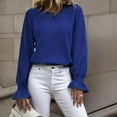 thumbnail image 5 of Weardear Puff Sleeve Tops for Women Ruffle Tops Crewneck Keyhole Casual Loose Shirts Solid Color Spring Blouses, 5 of 6