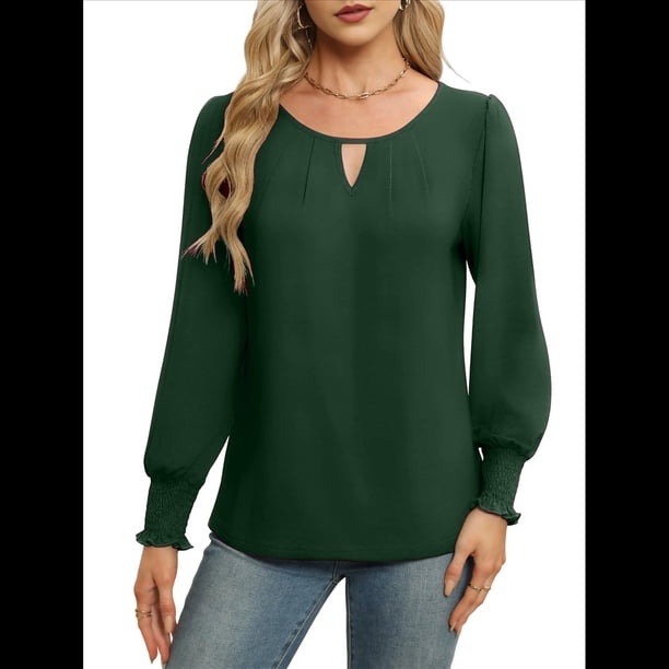 Blusas de Larga para Mujer, Blusas Informales de Negocios, Elegantes, para el Trabajo, la Oficina, Camisas Holgadas de Verano, Conjuntos de Moda 2025 Verde XXL