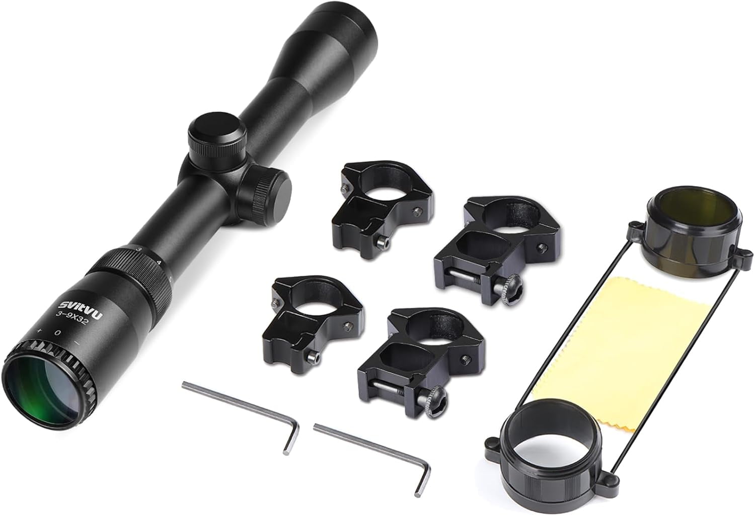 Rifle Scope, 3-9X32, Green Lens, Fast Focus Eyepiece, Free Ring Mounts, Air Rifle Scope, Optics Reticle Crosshair Scope