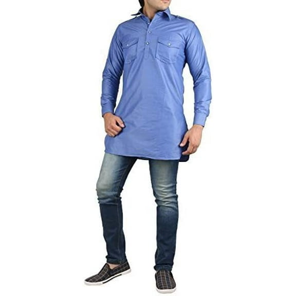 Royal Men's Cotton Kurta (Royal_228_Blue_Medium)