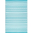 thumbnail image 3 of 6x9 Waterproof, Reversible Plastic Straw Outdoor Rugs for Patios | Also for Camping, RV, Deck, Porch, Balcony, Camp, Patio | Aqua, Stripe | Size: 5'11'' x 8'10'', 3 of 7