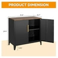 thumbnail image 3 of Kitchen Outdoor Storage Cabinet, Buffets, Sideboards with 2 Doors, Metal Cabinet, Adjustable Shelf, 16" Dx 32" Wx30 H Coffee Bar, Garden, Entryway, Table Cupboard, Black, 3 of 9