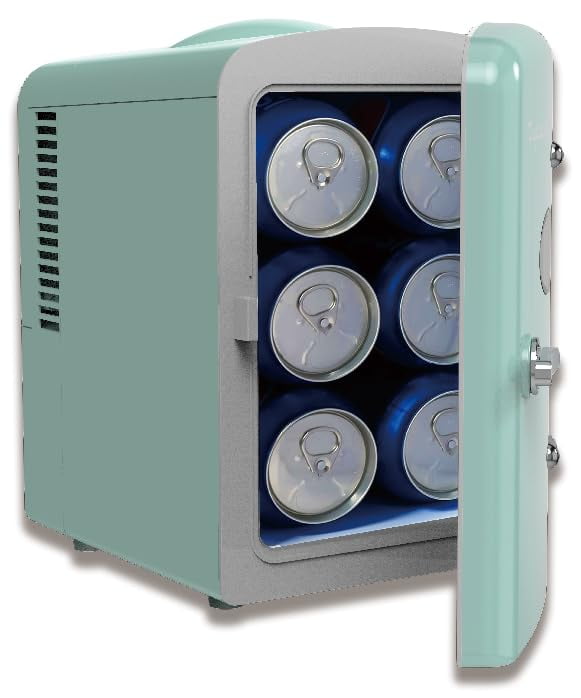 RCA 6-can Capacity Retro Mini Fridge, Mint, Compact Design