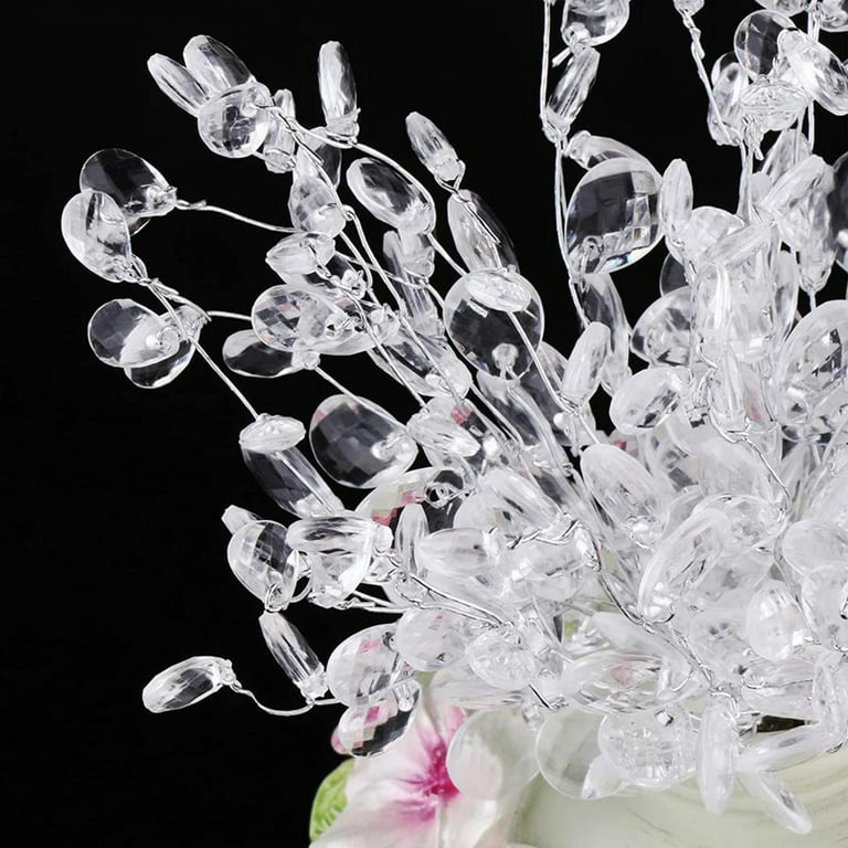 EXCEART 10pcs 50 Desk Topper White Headbands Wedding Bouquet Acrylic Bead  Drops Flower Branches Wedding Decor Diamonds for Flower Bouquets Touch