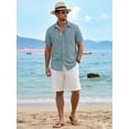 thumbnail image 5 of RICHCOIN Men's Button Down Shirts Short Sleeve Casual Summer Beach Vacation Wedding Shirt with Pocket, 5 of 7