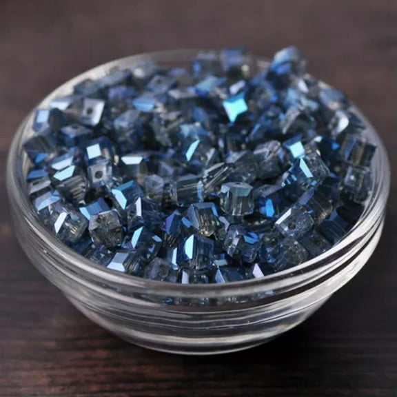 U8MO 3mm 4mm 6mm 8mm 10mm 14mm Crystal Glass Cube Faceted Loose Crafts Beads Lot-(22) Grayish Blue-10mm (20pcs)