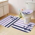 thumbnail image 2 of Anchor Purple Bath Mat 3 Piece Bathroom Rug Set, Modern Navy Blue White Striped Nautical Non Slip Bath Rug Contour Mat and Toilet Lid Cover, Absorbent Shower Mats Soft Bath Rugs and Mats Sets, 2 of 8