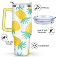 thumbnail image 3 of Mug with Handle and Straws 40 oz Insulated Pineapple Travel Cup Birthday Present for Men Dad Son Husband Gifts for Him/Her Water Bottle, 3 of 7