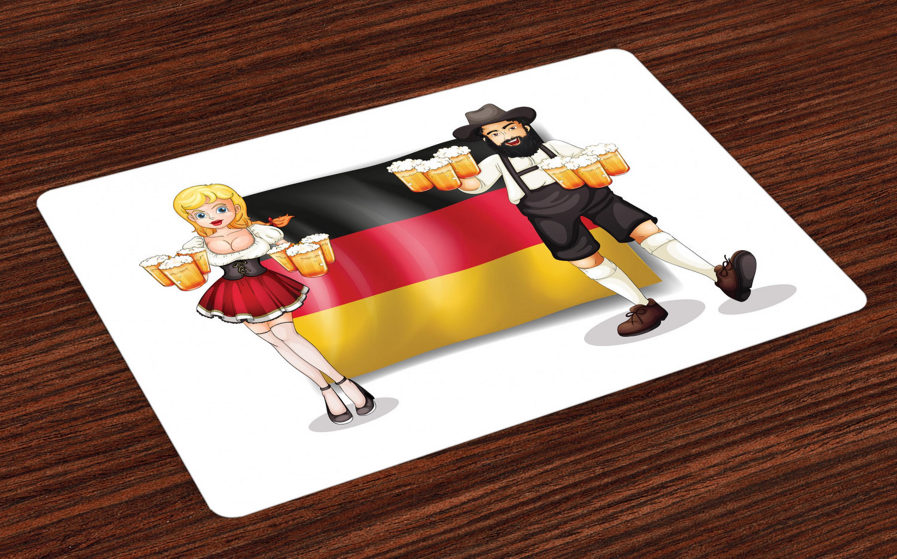 German Placemats Set of 4 German Flag with Man and Woman in Traditional