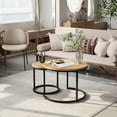 thumbnail image 5 of Algherohein Round Nesting Coffee Table Modern Set of 2 for Living Room Brown, 5 of 14