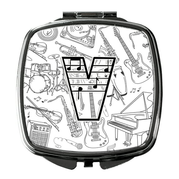 Letter V Musical Note Letters Compact Mirror