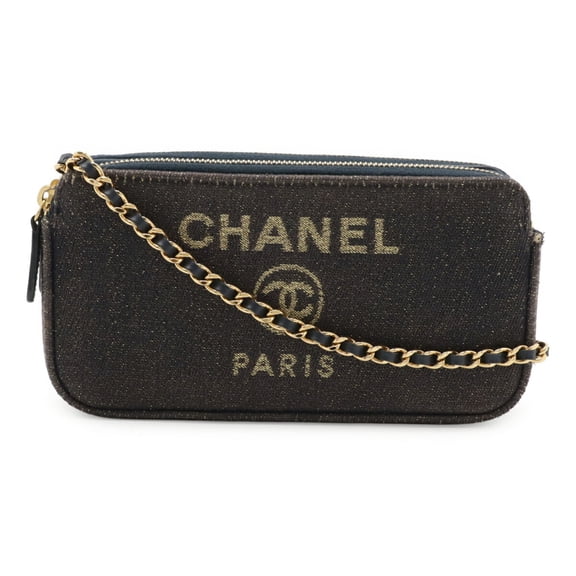 Pre-Owned CHANEL Deauville Chain Wallet, Long Clutch, Shoulder Bag, Pochette, Canvas,... (Good)