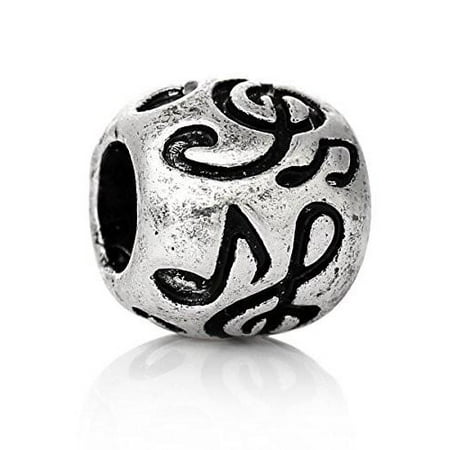 - Barrel Musical Note Pattern Charm Bead