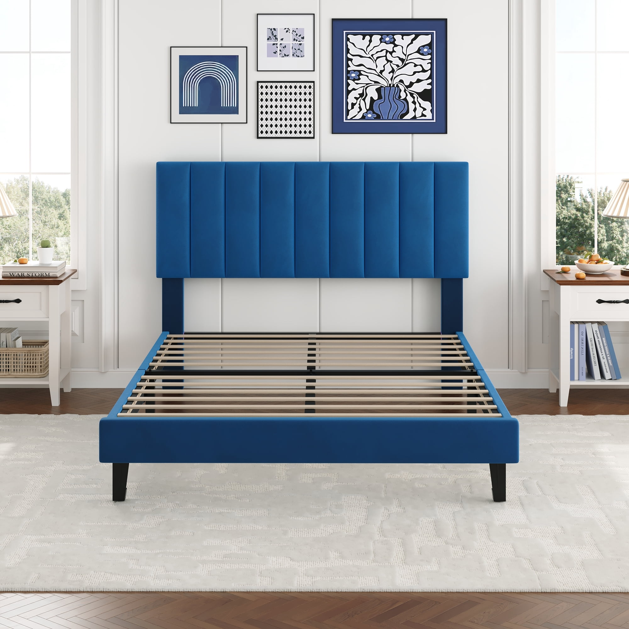 GOGRANT Adjustable Headboard Platform Bed Frame, Full