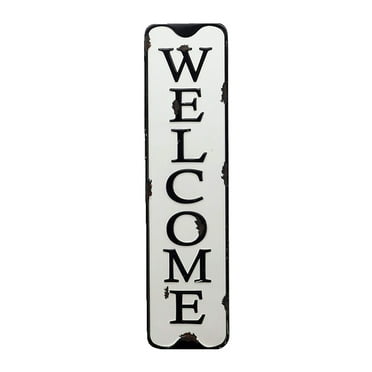 Parisloft Welcome Carved Metal Wall Sign for Home Decor.|Rustic Iron Welcome Decor for Entryway 5.5x21.6 Inches