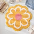 thumbnail image 1 of Alfombra de baño WREWING con forma de flor, fibra superfina, 65 x 65 cm, color amarillo, 1 of 7