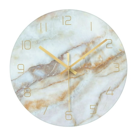 Axioma Large Farmhouse Wall Clock 12 Inch with Glass Marble Wall Clock Silent Battery Cyan