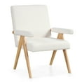 thumbnail image 1 of Costway 1 PCS Fauteuil d'Appoint Mi-Siècle Moderne avec Cadre en Bois de Caoutchouc Massif et Accoudoirs Rembourrés, 1 of 9