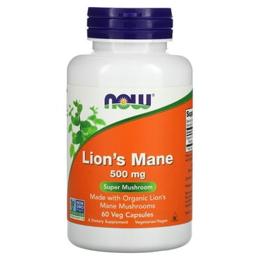 NOW Foods Supplements, Lion's Mane 500 mg, Super Mushroom, Made with Organic Lion's Mane Mushrooms, 60 Veg Capsules
