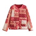thumbnail image 1 of Ailaofu Women's Cropped Floral Quilted Puffer Vest Printed Long Sleeves Gilet Outwear, 1 of 6