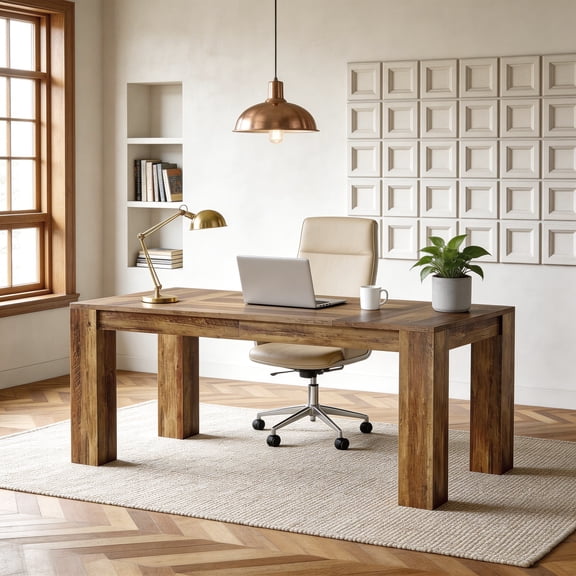 63 Inch Large Computer Desk Home Office Desk Executive Writing Desk Workstation Study Table Gaming Desk With Spacious Work Surface Sturdy Construction For Home Office Bedroom (Rustic Brown)