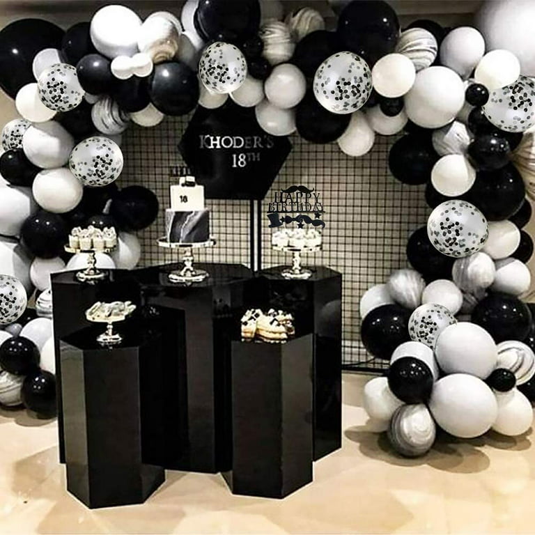 30th Birthday Decorations for Men, Black And White Balloon Garland
