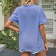 thumbnail image 4 of Blusa elegante de trabajo de manga corta con botones, talla M, blusa con escote en V y volantes en azul cielo, 4 of 6