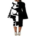thumbnail image 3 of Robe Moulante Décontractée pour Femmes Manches Longues Évasées Motif Imprimé Jupe une Pièce, 3 of 6