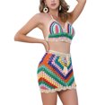 thumbnail image 4 of Conjunto de bikini de 2 piezas para mujer INSPIRE CHIC, top de tirantes con corte en el pecho y falda mini, sets de verano de ganchillo de punto, M multicolor, 4 of 6