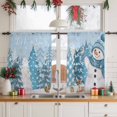 thumbnail image 3 of Blue Snowman Christmas Sheer Curtains 45 Inches Long, Xmas Tree Snowflake Winter Elk Light Filtering Window Curtains for Living Room/Bedroom, Rod Pocket Voile Sheer Drapes, 52"Wx45"L, 2 Panels, 3 of 9